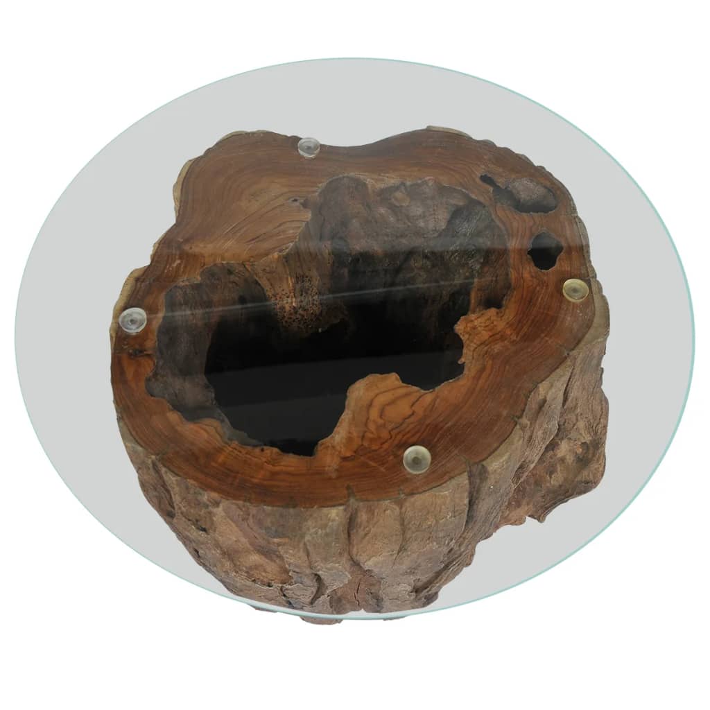 Coffee table teak glass 50 x 40 cm