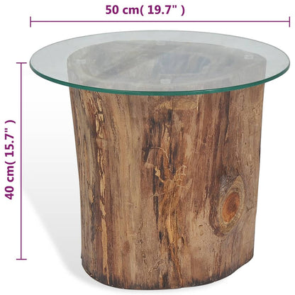 Coffee table teak glass 50 x 40 cm