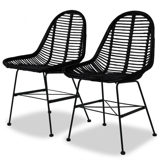 Dining room chairs 2 pcs. Natural rattan black
