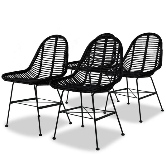 Dining room chairs 4 pcs. Natural rattan black