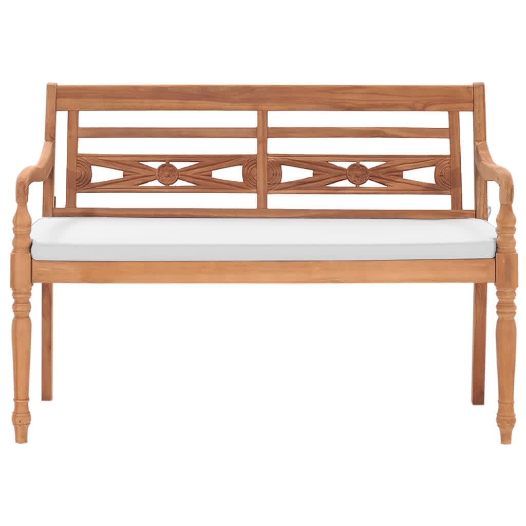 Batavia garden bench with cushions 120 cm teak