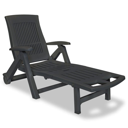 Sun lounger with adjustable footrest plastic anthracite