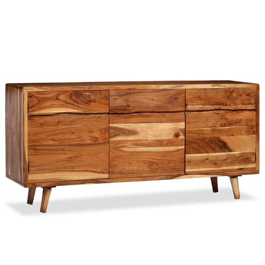 Sideboard solid wood with carved doors 160×40×75 cm