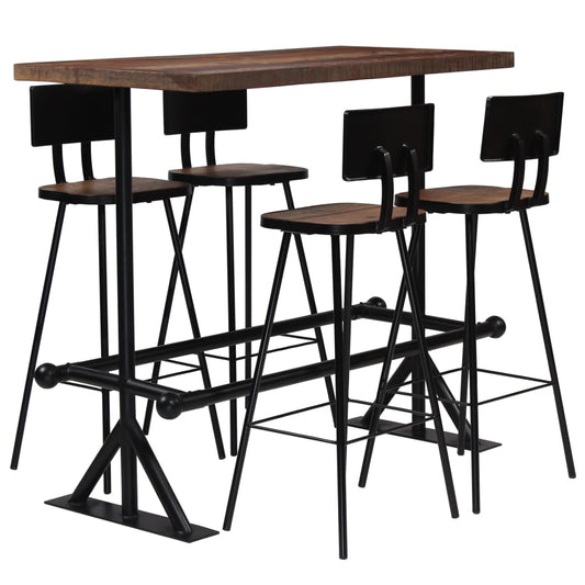 Bar set 5-piece solid reclaimed wood