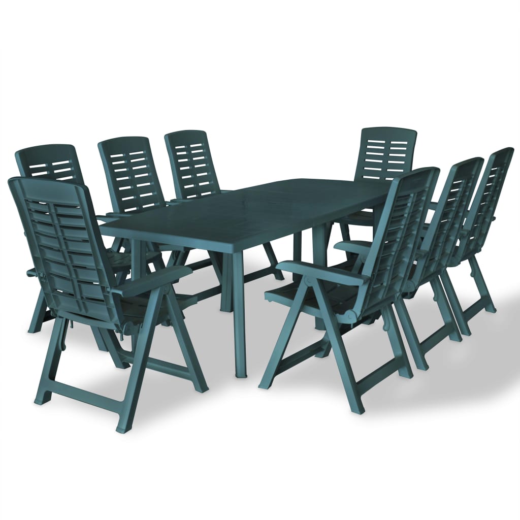 9-piece garden dining set plastic green