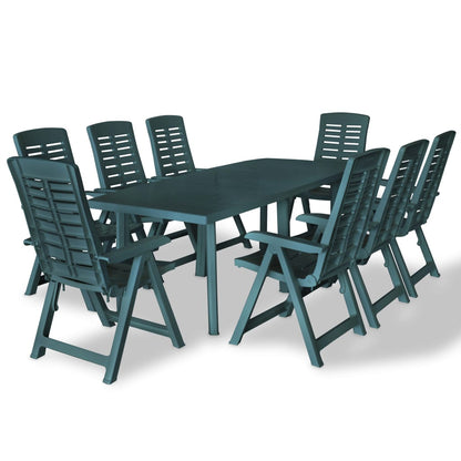 9-piece garden dining set plastic green
