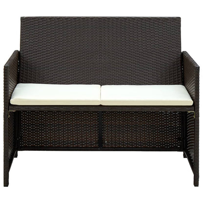 4-piece garden lounge set with cushions poly rattan brown