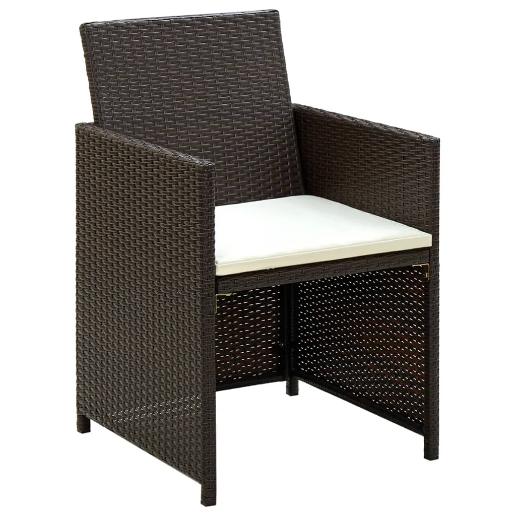 4-piece garden lounge set with cushions poly rattan brown