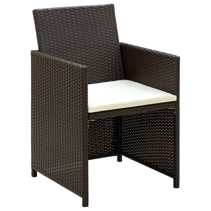 4-piece garden lounge set with cushions poly rattan brown