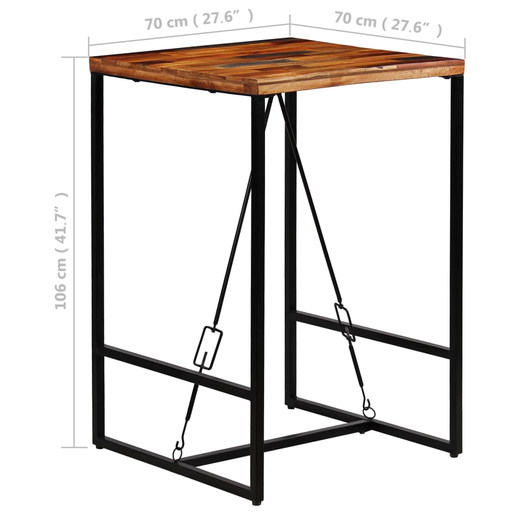 Bar table solid old wood 70x70x106 cm