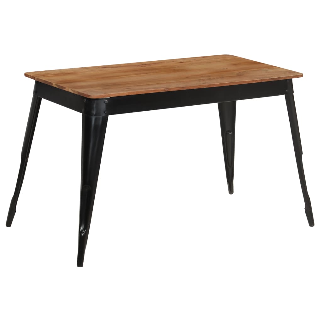 Dining table solid acacia wood and steel 120 x 60 x 76 cm