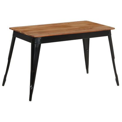 Dining table solid acacia wood and steel 120 x 60 x 76 cm