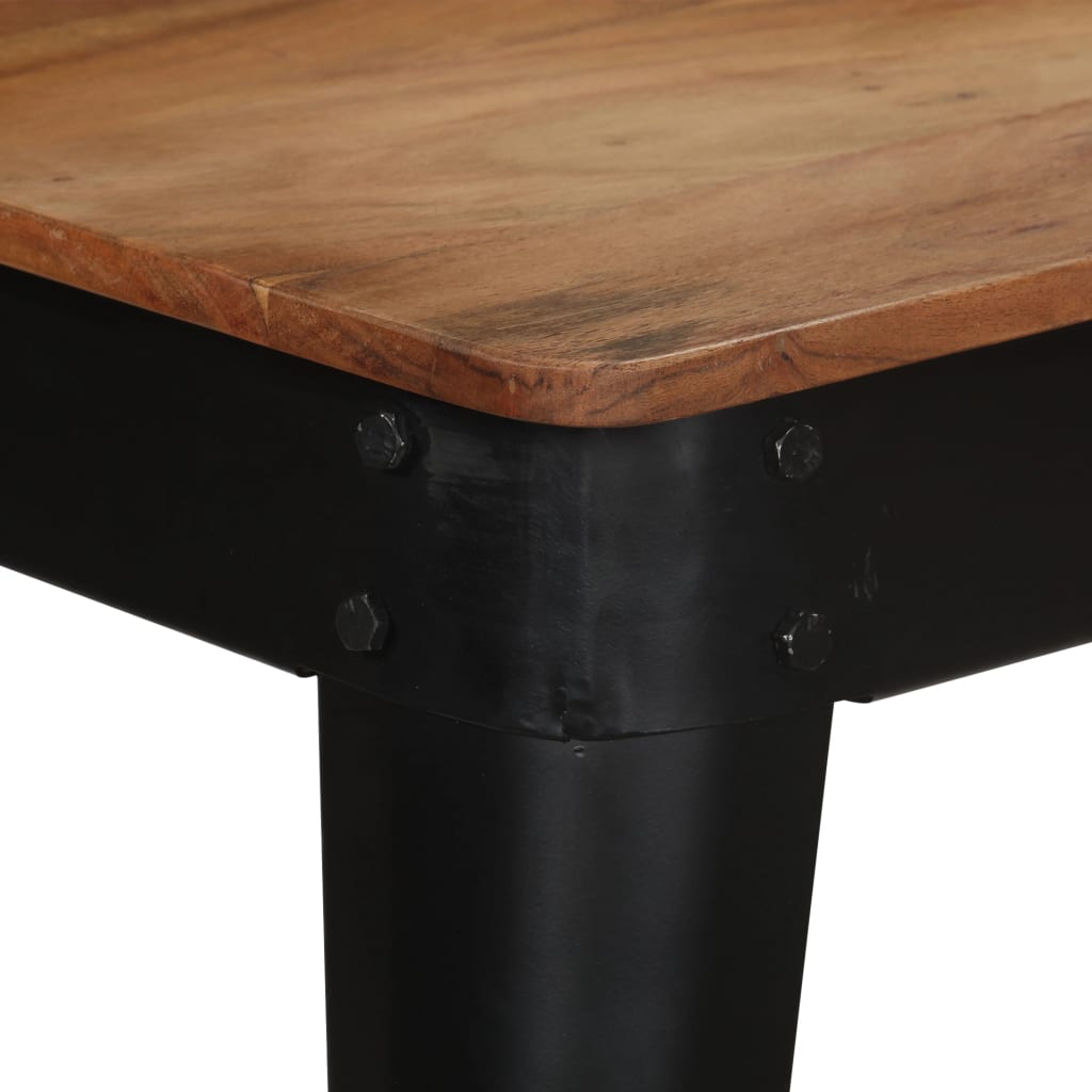 Dining table solid acacia wood and steel 120 x 60 x 76 cm