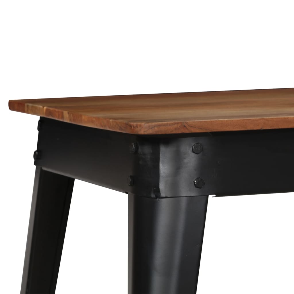 Dining table solid acacia wood and steel 120 x 60 x 76 cm