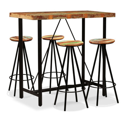 5-piece bar set solid reclaimed wood
