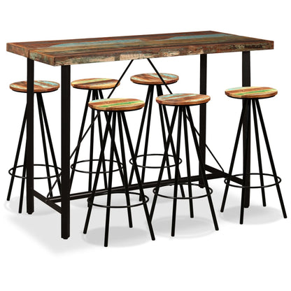7-piece bar set solid reclaimed wood