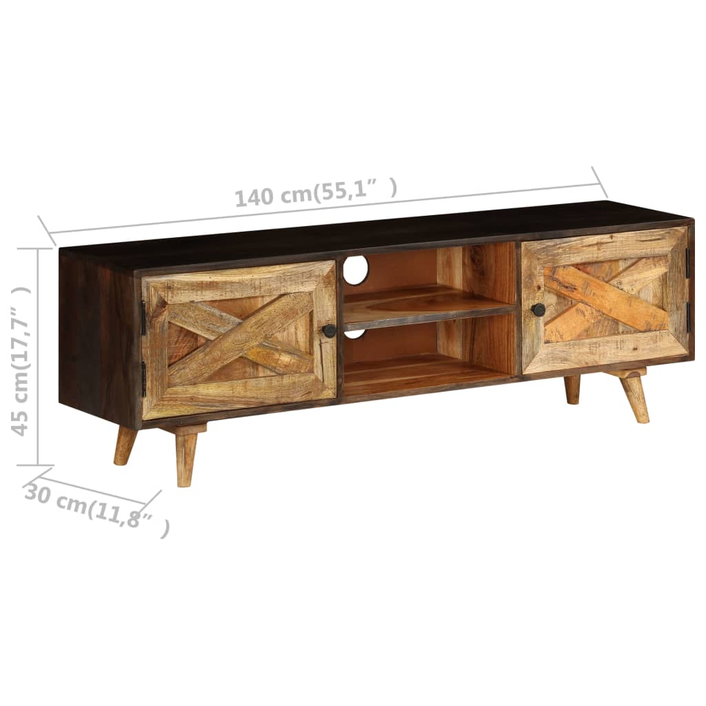 TV cabinet made of solid mango wood 140x30x45 cm