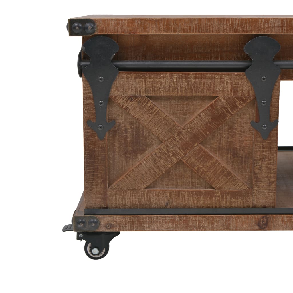 Coffee table solid fir wood 91 x 51 x 38 cm brown