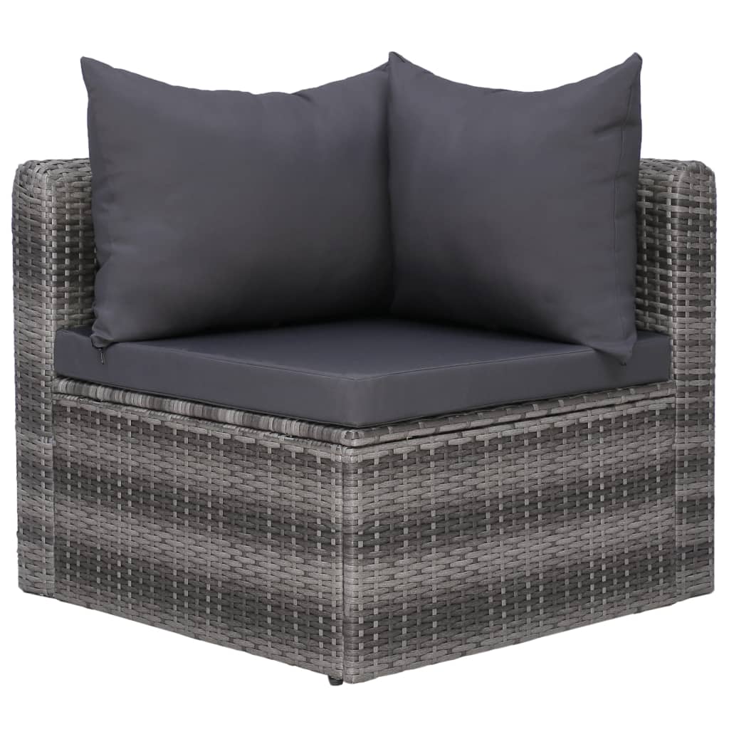 8-piece garden lounge set with cushions poly rattan grey