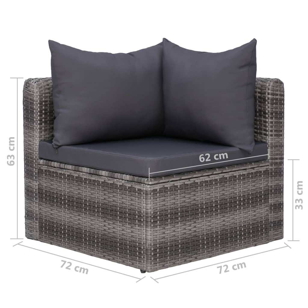 8-piece garden lounge set with cushions poly rattan grey