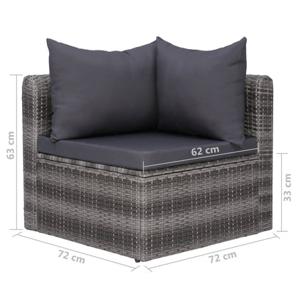 8-piece garden lounge set with cushions poly rattan grey
