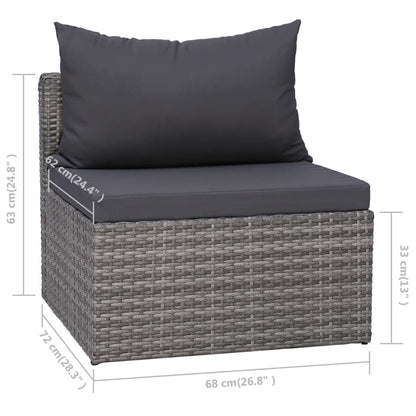 8-piece garden lounge set with cushions poly rattan grey