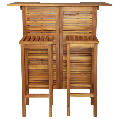 Bar table and chair set 3-piece solid acacia wood