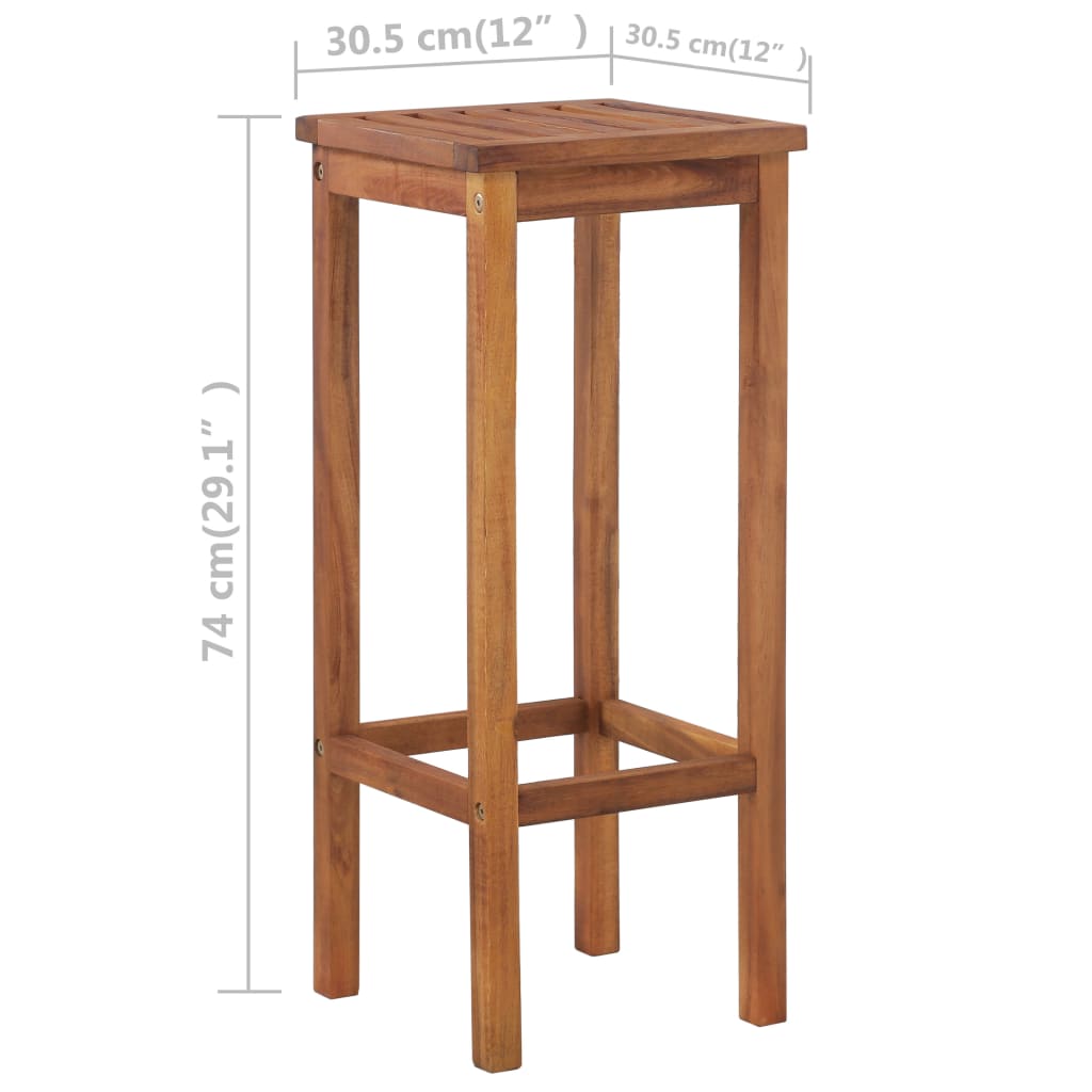 Bar table and chair set 3-piece solid acacia wood