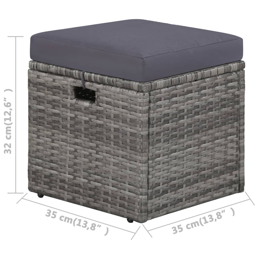 4-piece garden lounge set with cushions poly rattan grey