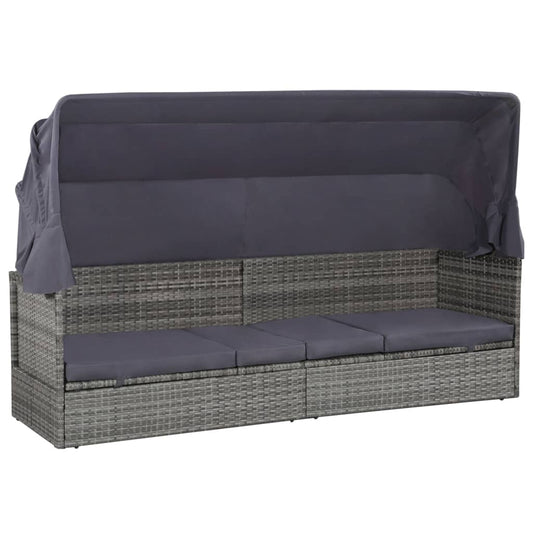 Garden bed with canopy grey 205×62 cm poly rattan