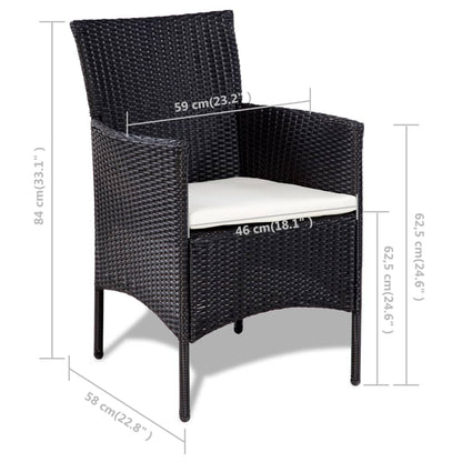 4-tlg. Garten-Lounge-Set mit Auflagen Poly Rattan Schwarz