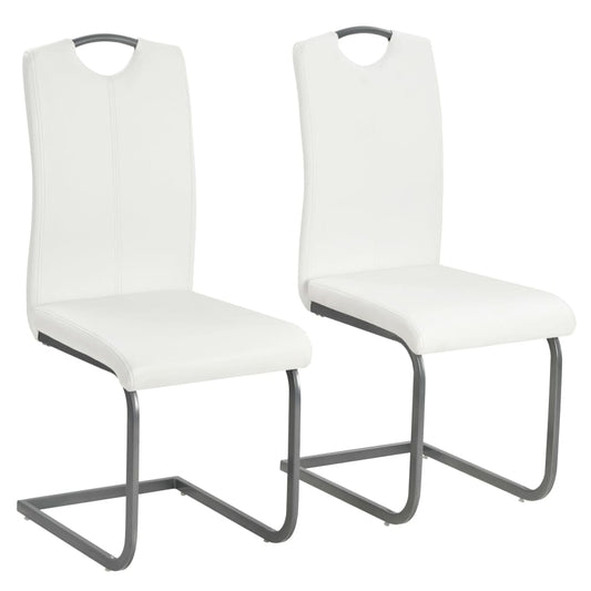 Cantilever chair 2 pcs. White artificial leather