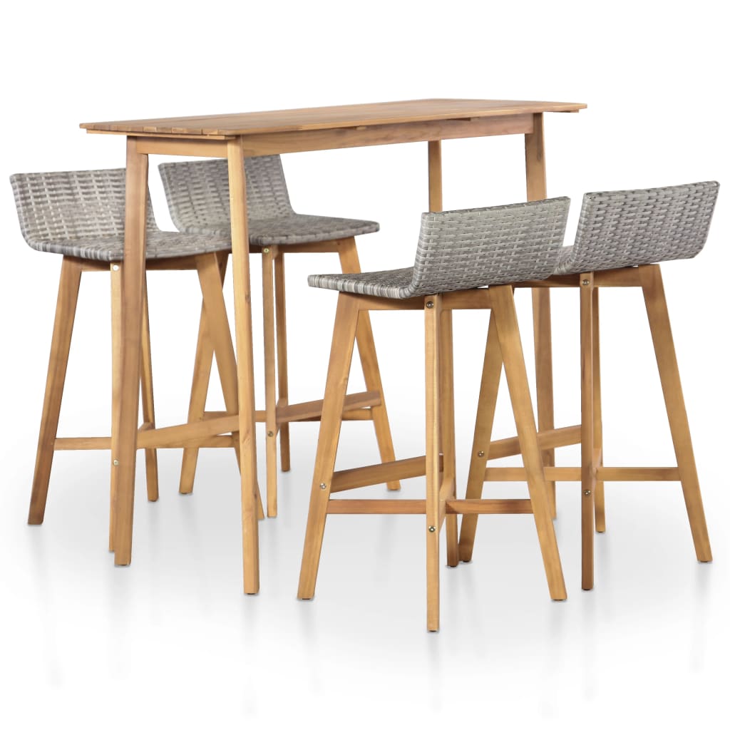 5-piece garden dining set solid acacia wood