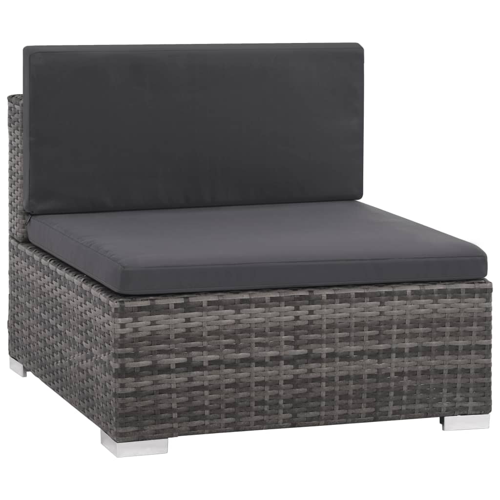 6-piece garden lounge set with cushions poly rattan grey