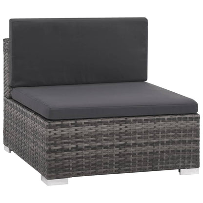 6-piece garden lounge set with cushions poly rattan grey