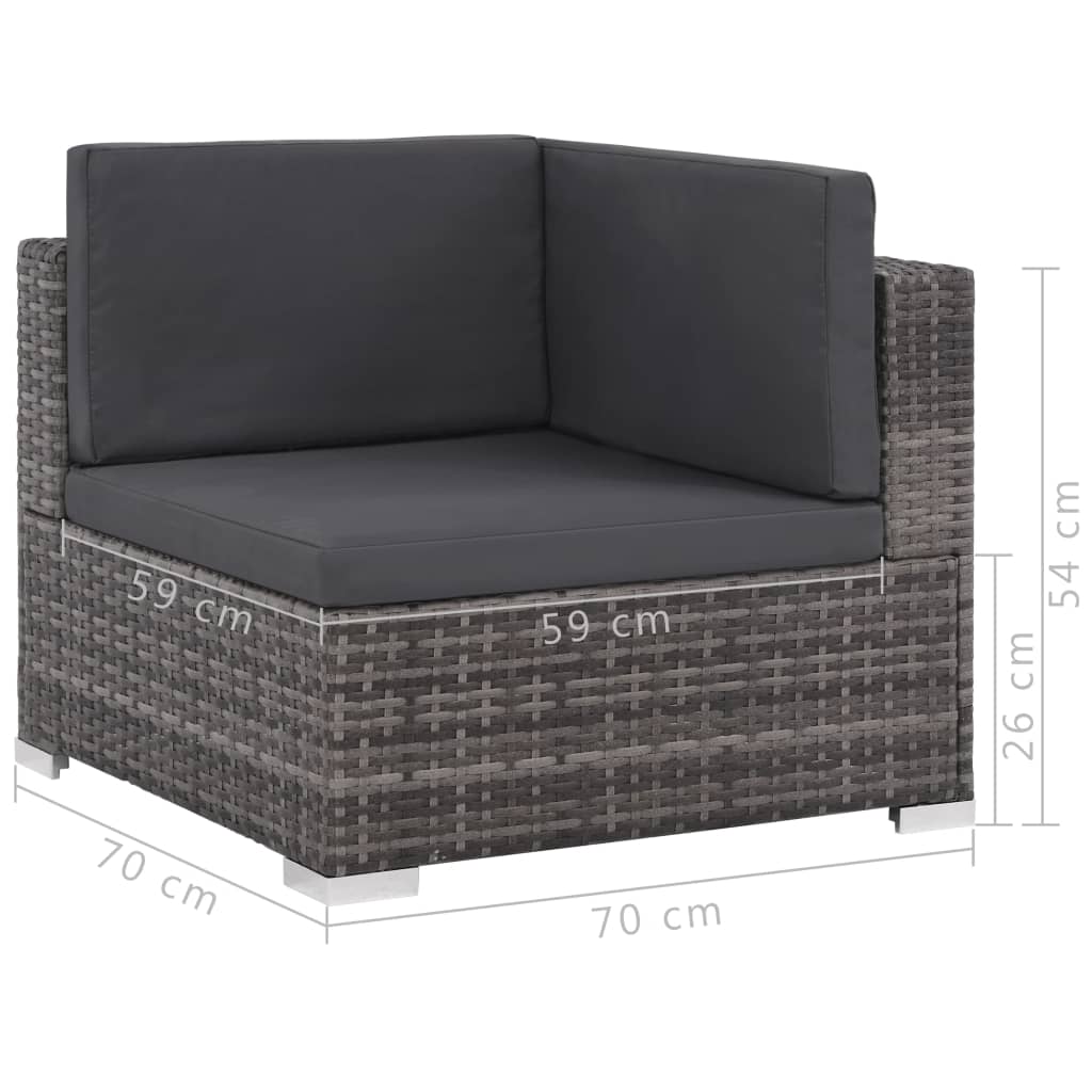 6-piece garden lounge set with cushions poly rattan grey