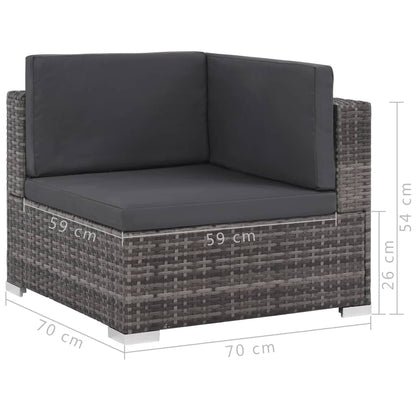 6-piece garden lounge set with cushions poly rattan grey