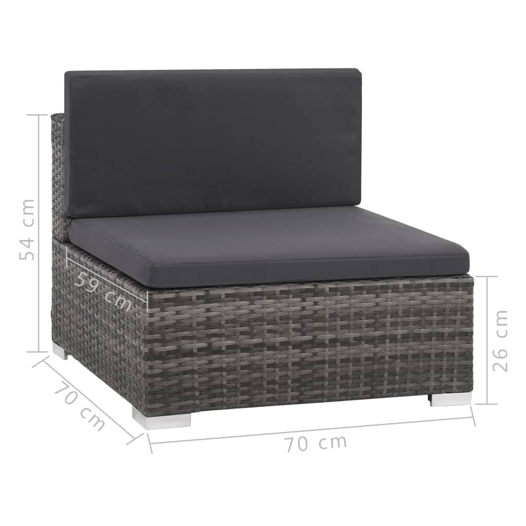 6-piece garden lounge set with cushions poly rattan grey