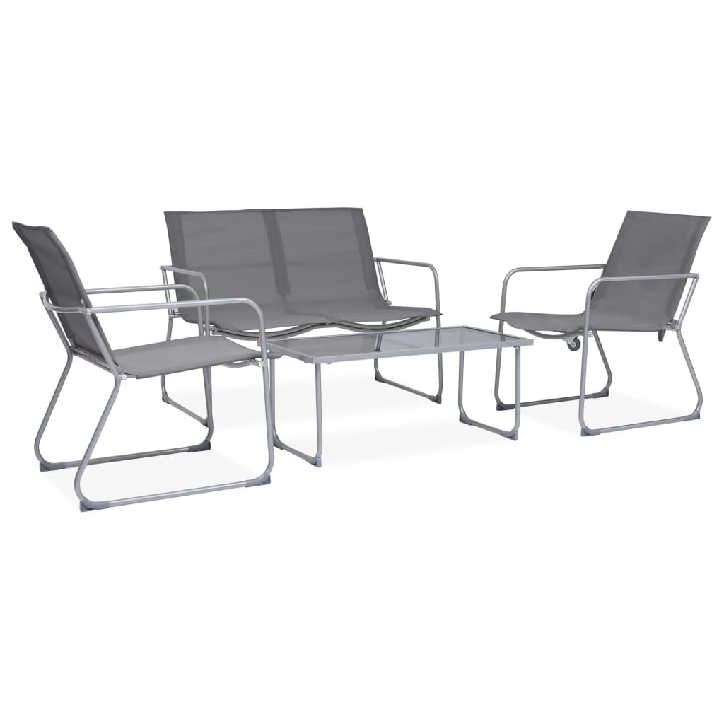 4-piece garden lounge set fabric and steel grey