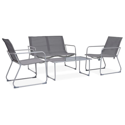 4-piece garden lounge set fabric and steel grey