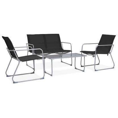 4-piece garden lounge set fabric and steel black