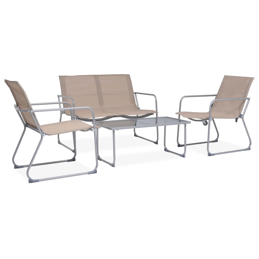 4-piece garden lounge set fabric and steel taupe