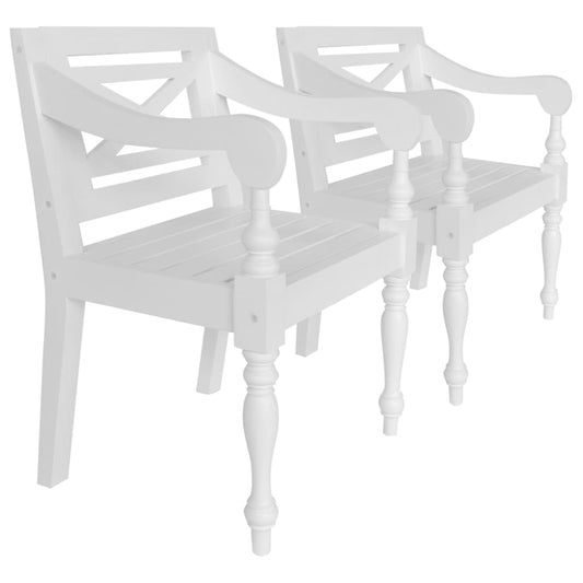 Batavia chairs 2 pcs. White mahogany solid wood