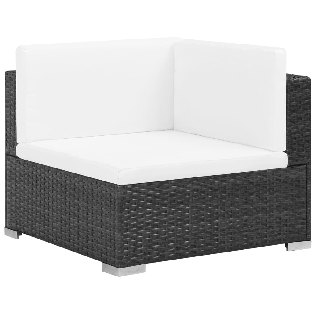 6-piece garden lounge set with cushions poly rattan black