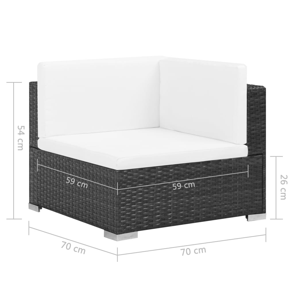 6-piece garden lounge set with cushions poly rattan black