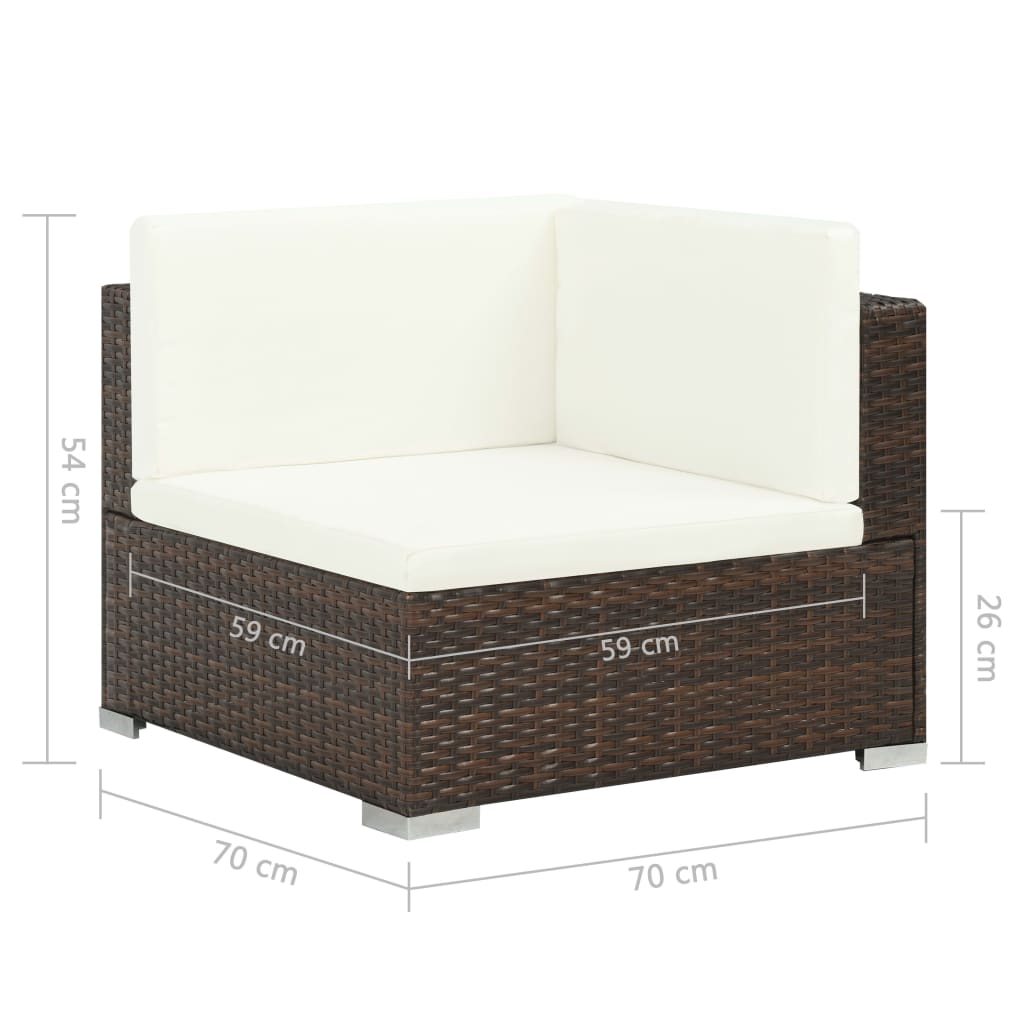 6-piece garden lounge set with cushions poly rattan brown