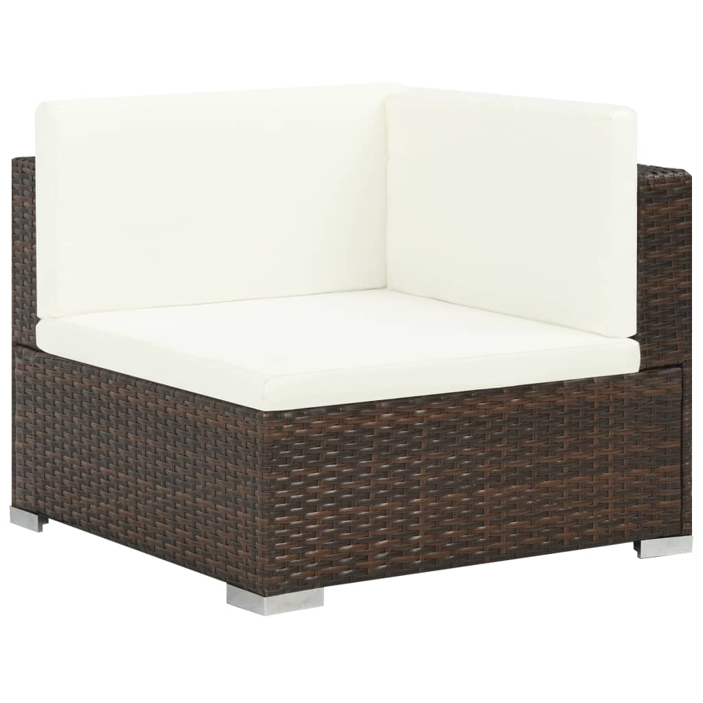 6-piece garden lounge set with cushions poly rattan brown
