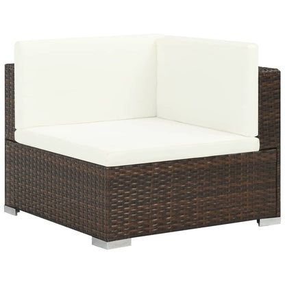 6-piece garden lounge set with cushions poly rattan brown