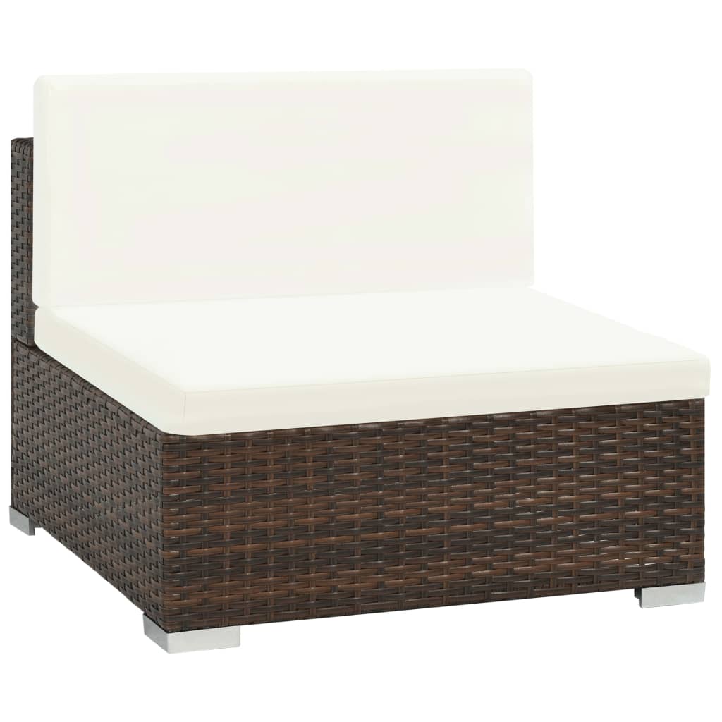 6-piece garden lounge set with cushions poly rattan brown