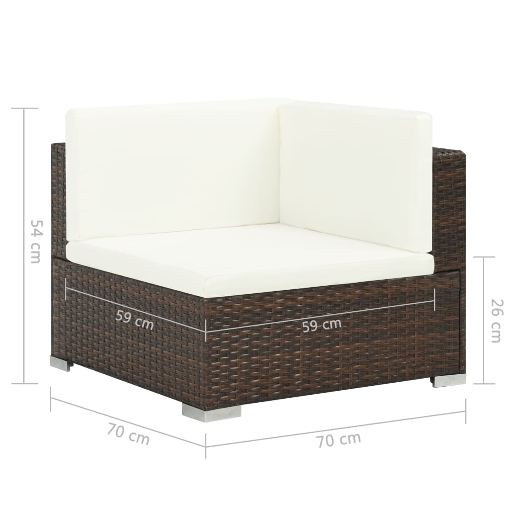 6-piece garden lounge set with cushions poly rattan brown